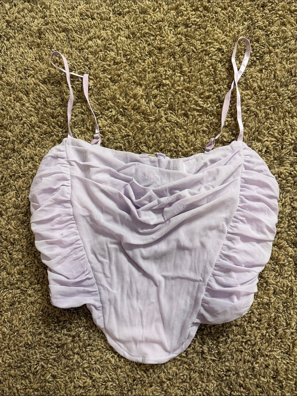 Lavender Ruched Crop Cami with Adjustable Straps